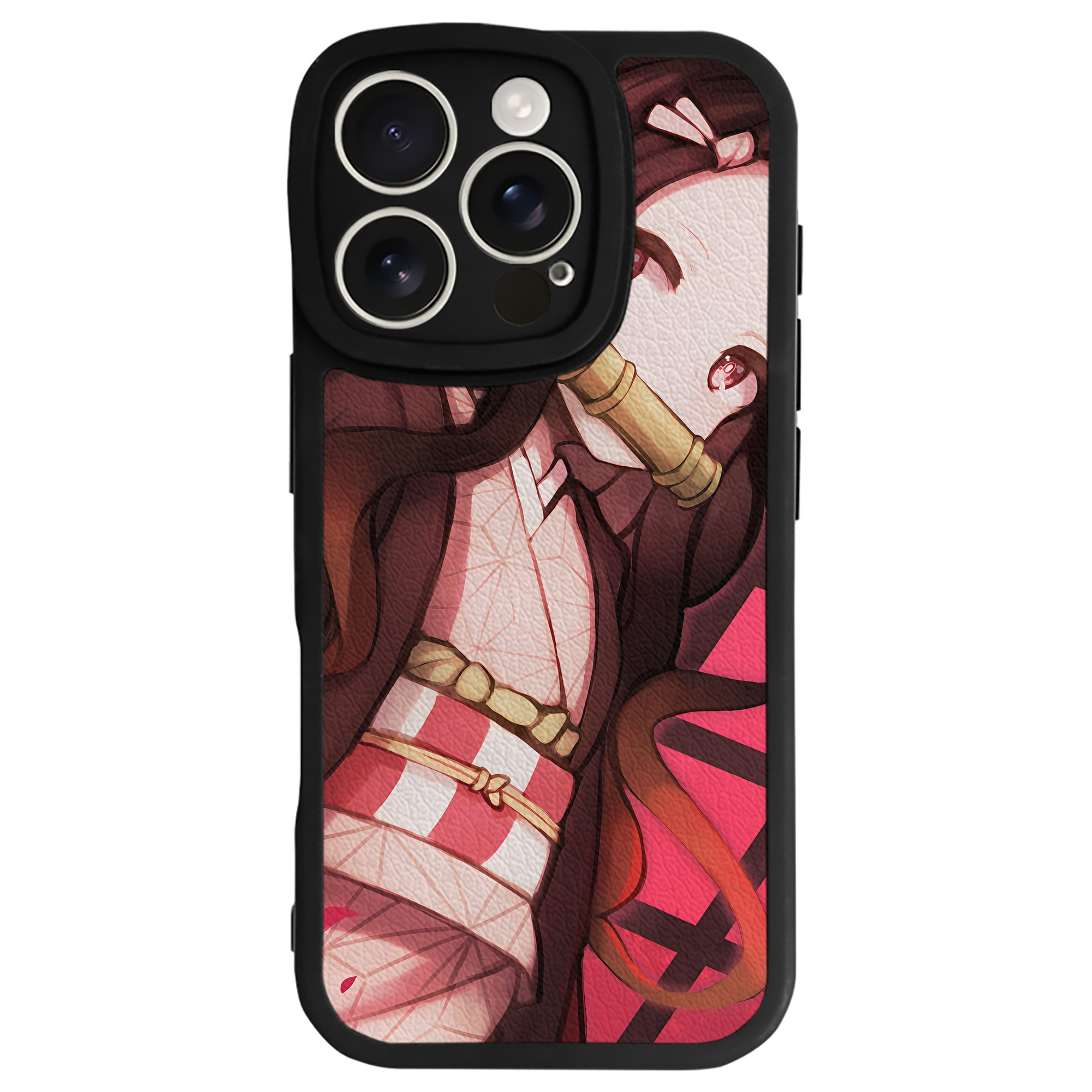 （画像用） 鬼滅の刃（きめつのやいば）竈門 禰󠄀豆子／かまど ねずこ Kamado Nezuko 【iPhone 16シリーズ対応】シリコンスマホケース（レザー調） 材質：シリコン